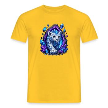 Grotte du Léopard de Glace en Cristal - T-shirt homme - jaune - Devant - AI Model Male 178 dark (178cm)