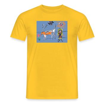 Blume, neoexpressionistische surreale Wiese - Männer T-Shirt - Gelb - Vorne - AI Model Male 178 dark (178cm)