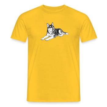 Husky mit Kugel - Männer T-Shirt - Gelb - Vorne - AI Model Male 178 dark (178cm)
