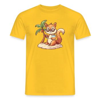 Squirrel Summer Palm Tree - Men's T-Shirt - yellow - Front - AI Model Male 178 dark (178cm)