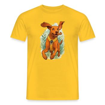Courir Vizsla Cartoon – Chien Joueur - T-shirt homme - jaune - Devant - AI Model Male 178 dark (178cm)