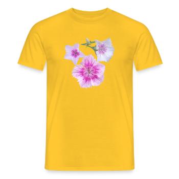 Transparent_Bicolor_Dianthus_Pink_Bedding_Plant - Männer T-Shirt - Gelb - Vorne - AI Model Male 178 dark (178cm)