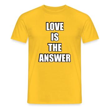Love Is The Answer Bold Typography - Men's T-Shirt - yellow - Front - AI Model Male 178 dark (178cm)