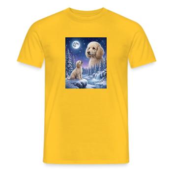 Howling to the Moon Meme Dog Poodle - Men's T-Shirt - yellow - Front - AI Model Male 178 dark (178cm)