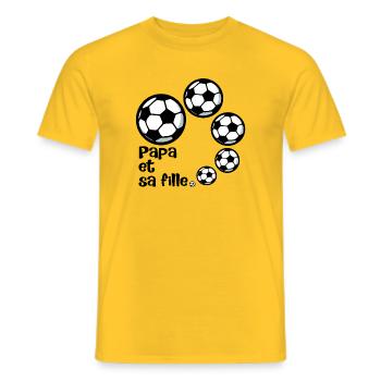 Papa et Fille - Football - T-shirt homme - jaune - Devant - AI Model Male 178 dark (178cm)