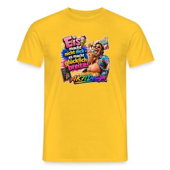Eis macht glücklich breit – Lustiger Eis Spruch - Männer T-Shirt - Gelb - Vorne - AI Model Male 178 dark (178cm)