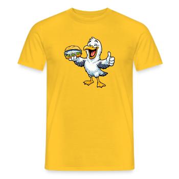 Möwe mit Fischbrötchen - Männer T-Shirt - Gelb - Vorne - AI Model Male 178 dark (178cm)