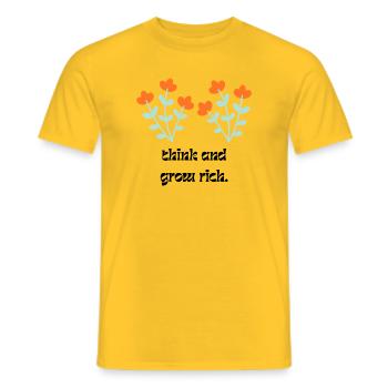Réfléchis et deviens riche - T-shirt homme - jaune - Devant - AI Model Male 178 dark (178cm)