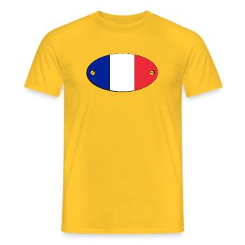 Oval flag France emblem.  France - Men's T-Shirt - yellow - Front - AI Model Male 178 dark (178cm)