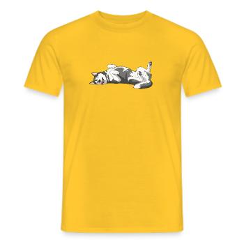 Sleeping husky - Men's T-Shirt - yellow - Front - AI Model Male 178 dark (178cm)