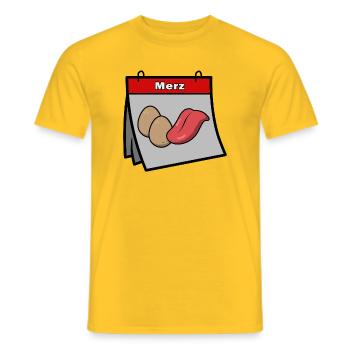 Merz Leck Eier – Political Satire Motif - Men's T-Shirt - yellow - Front - AI Model Male 178 dark (178cm)