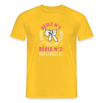 Règle 1 Maman A Toujours Raison Humour Nœud - T-shirt homme - jaune - Devant - AI Model Male 178 dark (178cm)