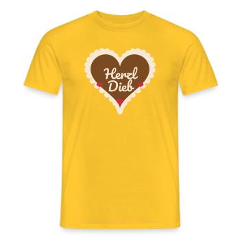 Herzl-Dieb Lebkuchenherz Volksfest Flirt Verliebt - Männer T-Shirt - Gelb - Vorne - AI Model Male 178 dark (178cm)