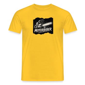 Motorbiber Chainsaw - Men's T-Shirt - yellow - Front - AI Model Male 178 dark (178cm)