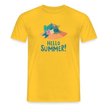 Hello Summer Strohhut Illustration - Männer T-Shirt - Gelb - Vorne - AI Model Male 178 dark (178cm)