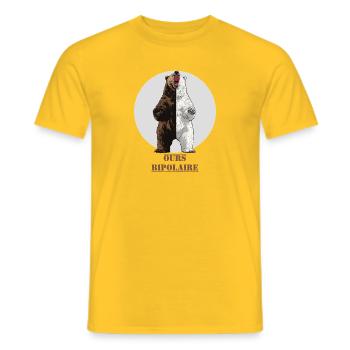 OURS BIPOLAIRE ! - humour psy décalé - T-shirt homme - jaune - Devant - AI Model Male 178 dark (178cm)