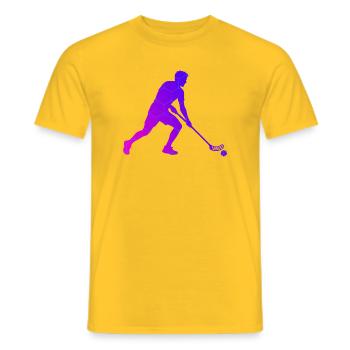 The floorball players and floorball go together - Men's T-Shirt - yellow - Front - AI Model Male 178 dark (178cm)