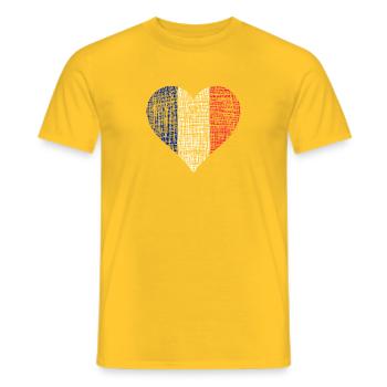 France. Drapeau du cœur français vintage - T-shirt homme - jaune - Devant - AI Model Male 178 dark (178cm)
