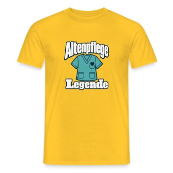 Altenpflege Legende, Altenpfleger Geschenk - Men's T-Shirt - yellow - Front - AI Model Male 178 dark (178cm)