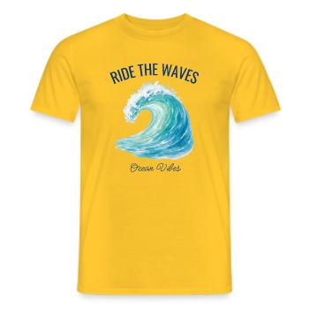 Surfez les vagues de mer - T-shirt homme - jaune - Devant - AI Model Male 178 dark (178cm)