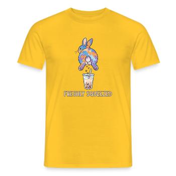 Bubble Tea Boba Drôle de Lapin mignon - T-shirt homme - jaune - Devant - AI Model Male 178 dark (178cm)
