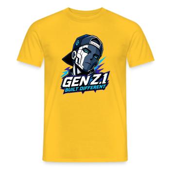 GenZ.1 Built Different - Men's T-Shirt - yellow - Front - AI Model Male 178 dark (178cm)
