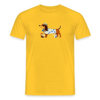 Beach Dachshund Hawaii - Men's T-Shirt - yellow - Front - AI Model Male 178 dark (178cm)
