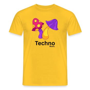 Vivid Mushroom Trio Pop Art - Men's T-Shirt - yellow - Front - AI Model Male 178 dark (178cm)