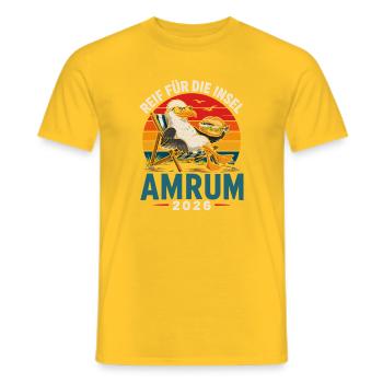 Möwe am Strand: Inselurlaub 2026 - Männer T-Shirt - Gelb - Vorne - AI Model Male 178 dark (178cm)