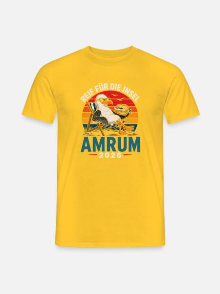 Möwe am Strand: Inselurlaub 2026 - Männer T-Shirt - Gelb