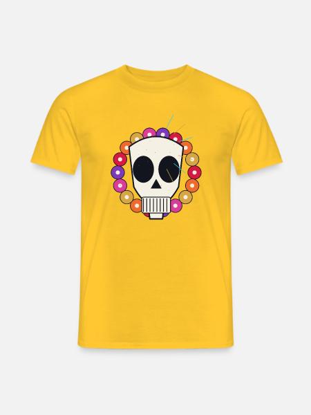 Bunte Totenkopfkugel-Halskette - Männer T-Shirt - Gelb
