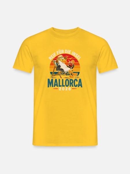 Mallorca 2026 Strandkorb Seemöwe - Männer T-Shirt - Gelb