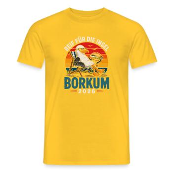 Borkum Insel Relax 2026 - Männer T-Shirt - Gelb - Vorne - AI Model Male 178 dark (178cm)