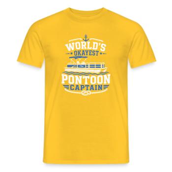 World's Okayest Pontoon Captain Boating Quote - Men's T-Shirt - yellow - Front - AI Model Male 178 dark (178cm)