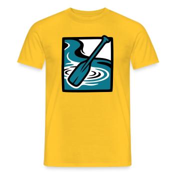 Icône de l’eau de la rivière Paddle - T-shirt homme - jaune - Devant - AI Model Male 178 dark (178cm)