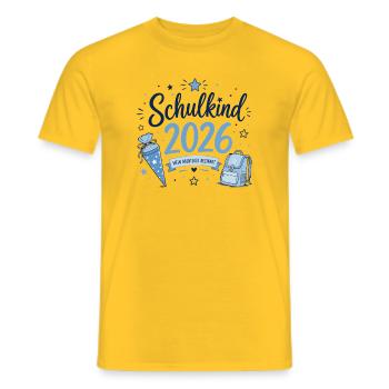 Schulkind 2026 - Einschulung - Männer T-Shirt - Gelb - Vorne - AI Model Male 178 dark (178cm)