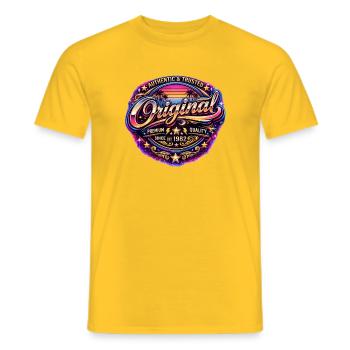 Retro 1980s Neon Synthwave Original 1982 Badge - Men's T-Shirt - yellow - Front - AI Model Male 178 dark (178cm)