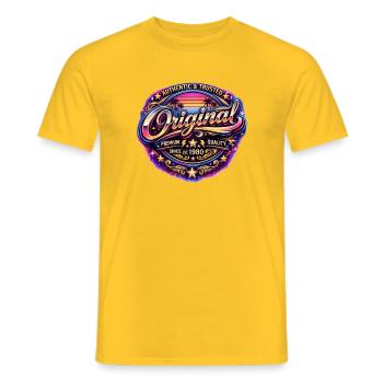 Retro 1980s Neon Synthwave Original 1980's Badge - Men's T-Shirt - yellow - Front - AI Model Male 178 dark (178cm)