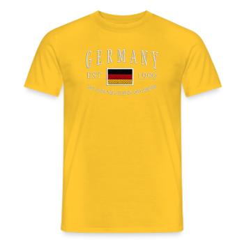 Germany Patch Emblem 1990 - Men's T-Shirt - yellow - Front - AI Model Male 178 dark (178cm)