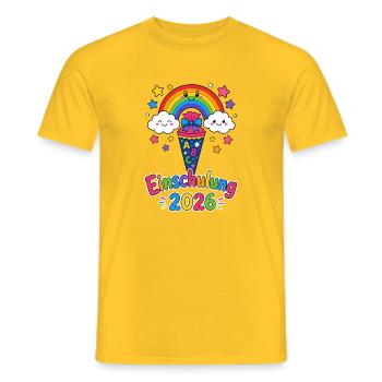 Einschulung 2026 Regenbogen - Männer T-Shirt - Gelb - Vorne - AI Model Male 178 dark (178cm)