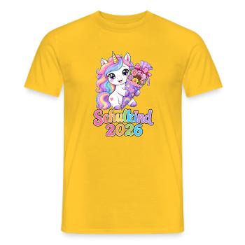 Einhorn Schultüte 2026 Schulkind - Männer T-Shirt - Gelb - Vorne - AI Model Male 178 dark (178cm)