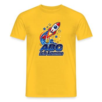 ABC Ich Komme Rakete Einschulung - Männer T-Shirt - Gelb - Vorne - AI Model Male 178 dark (178cm)
