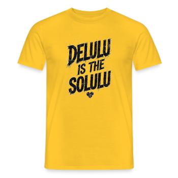 Delulu Is The Solulu - Men's T-Shirt - yellow - Front - AI Model Male 178 dark (178cm)