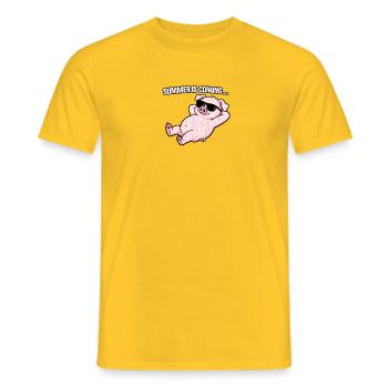 Summer Pig Relax avec des lunettes de soleil - T-shirt homme - jaune - Devant - AI Model Male 178 dark (178cm)