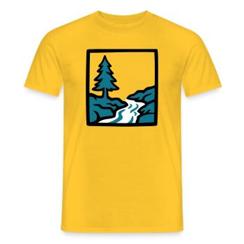 River Forest Nature Logo - Men's T-Shirt - yellow - Front - AI Model Male 178 dark (178cm)