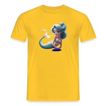 Reine des sirènes bleu corail - T-shirt homme - jaune - Devant - AI Model Male 178 dark (178cm)