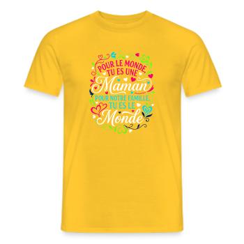 Maman Tu Es Le Monde Fête Des Mères Cadeau - T-shirt homme - jaune - Devant - AI Model Male 178 dark (178cm)