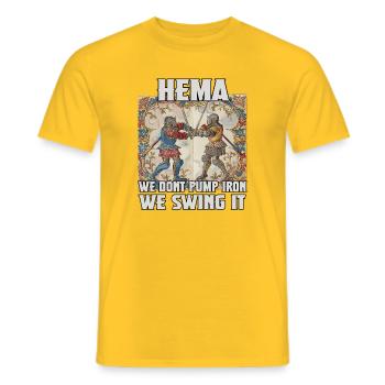 HEMA, Middle Ages & Knights' Tournaments HEMA Gift - Men's T-Shirt - yellow - Front - AI Model Male 178 dark (178cm)