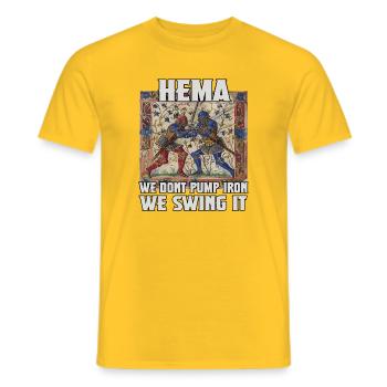 Chasseurs HEMA : Escrime historique et chevalerie - T-shirt homme - jaune - Devant - AI Model Male 178 dark (178cm)