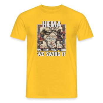 HEMA Champion Medieval Armour and Combat - Men's T-Shirt - yellow - Front - AI Model Male 178 dark (178cm)